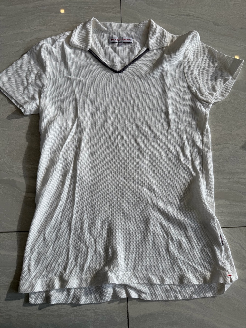 Orlebar Brown White Polo with Navy Trim